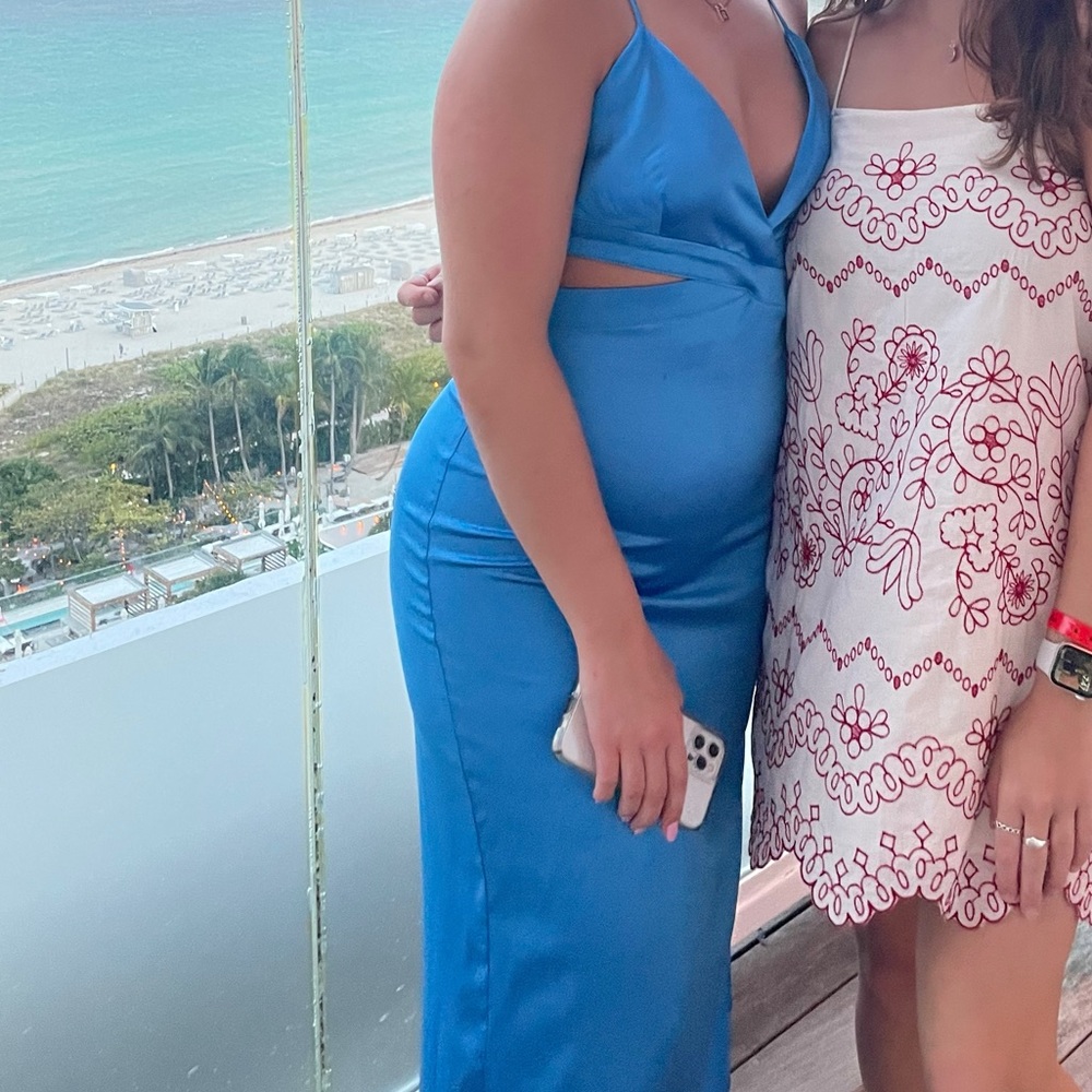 Blue cut out dress